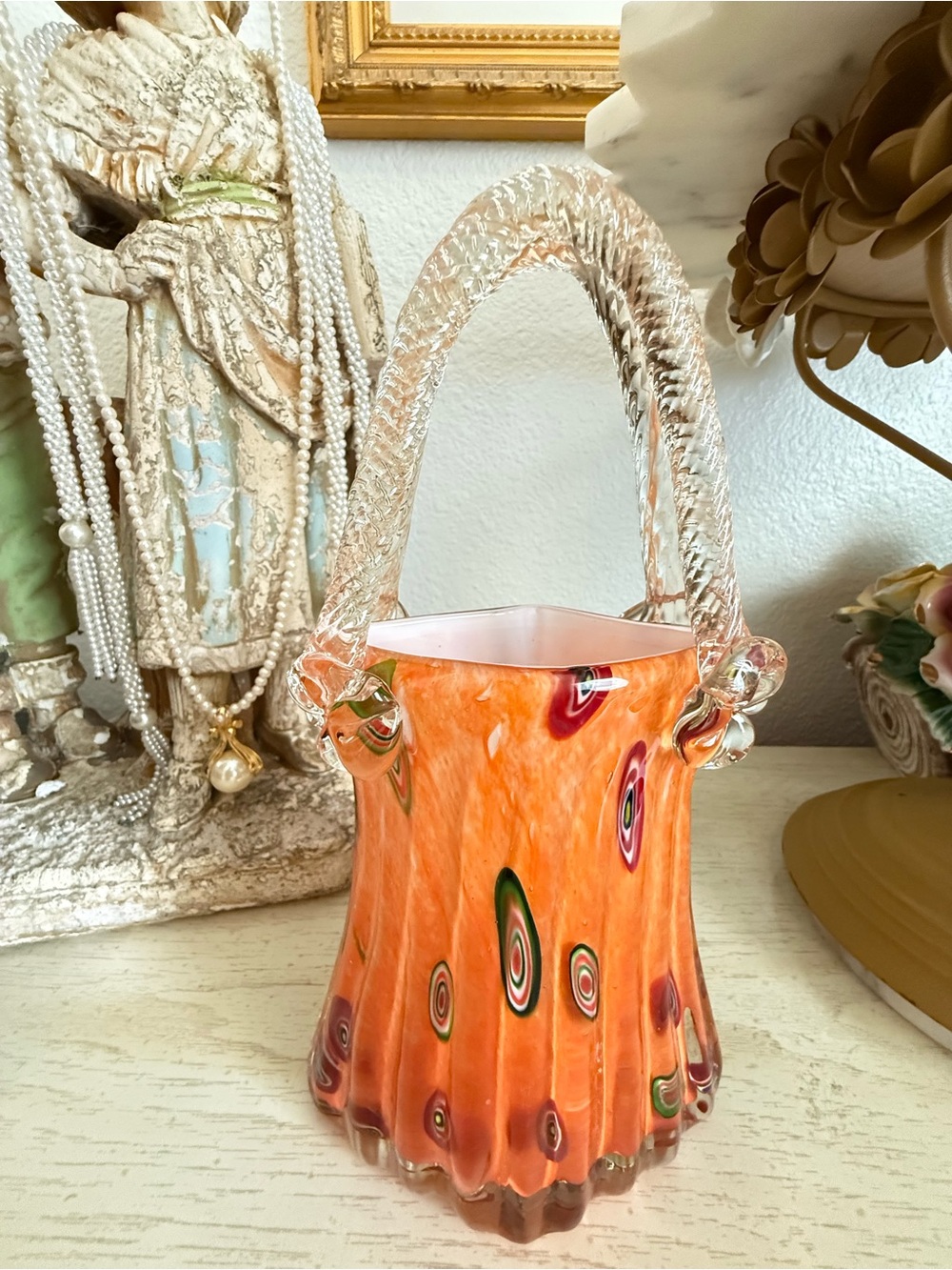Vintage Mid-Century Murano Glass Purse Vase